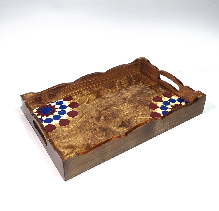 سینی نگارگری چوبی طرح گره