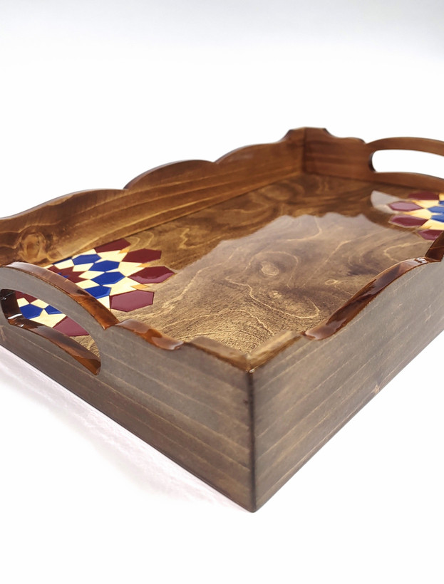 سینی نگارگری چوبی طرح گره