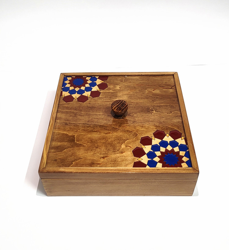 جعبه نگارگری چوبی طرح گره