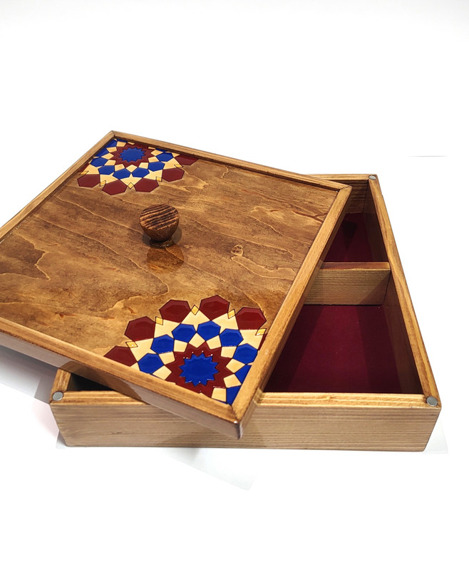 جعبه نگارگری چوبی طرح گره