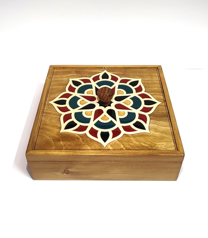 جعبه نگارگری چوبی طرح ماندلا