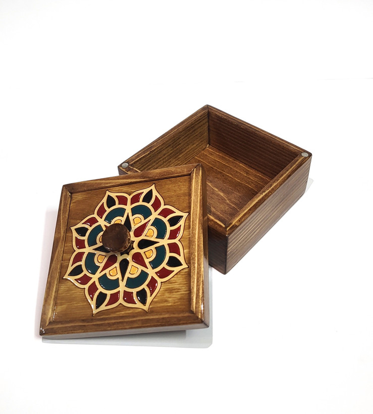 قندان نگارگری چوبی طرح ماندلا